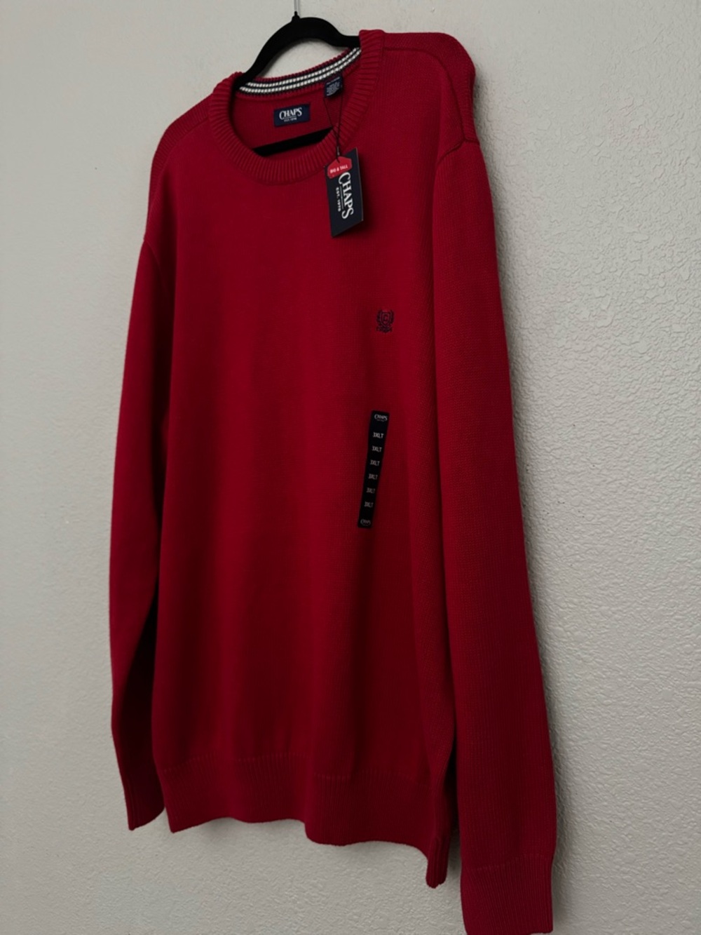 NWT Chaps Sweater Red Pullover Crewneck Mens Big & Tall Size 3XLT Cotton Classic - Picture 6 of 12